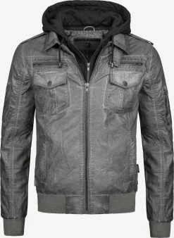 Indicode Jeans Leren Jassen Tussenjas Aaron Heren Rookgrijs