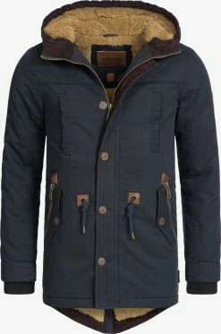 Indicode Jeans Parkas Winterparka Barge Heren Zwart Gemêleerd