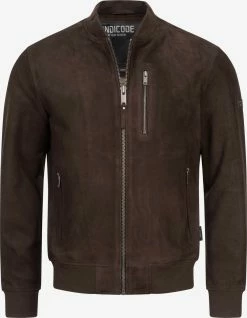 Indicode Jeans Leren Jassen Tussenjas Maddoc Heren Donkerbruin