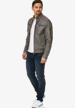 Indicode Jeans Leren Jassen Tussenjas Germo Heren Basaltgrijs -Indicode Jeans Verkoop 2023 62008b89b3bbe0efd0b002c7290c3e0f