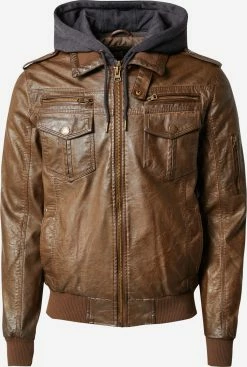 Indicode Jeans Leren Jassen Regular Fit Tussenjas Aaron Heren Bruin