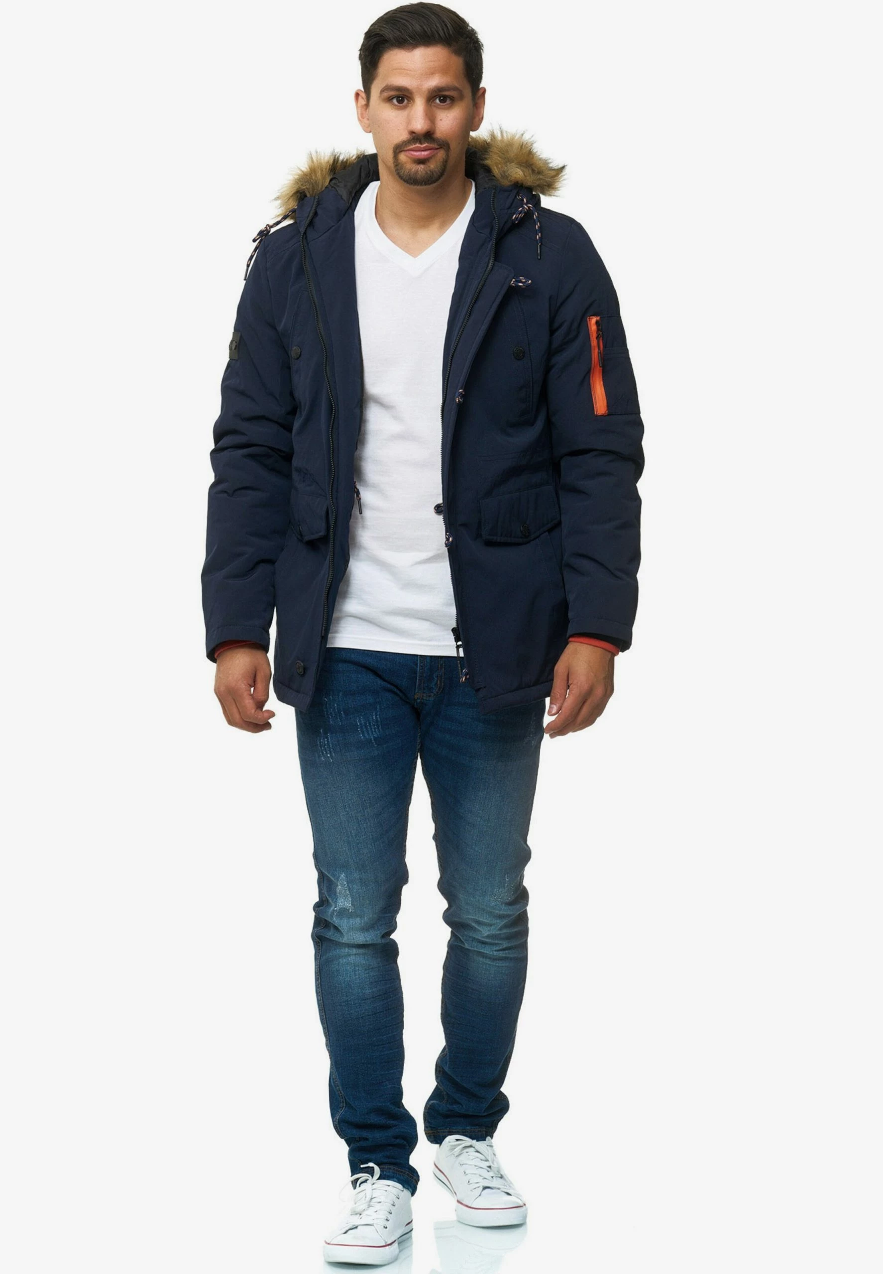 Indicode Jeans Parkas Winterparka Leicester Heren Navy 4 Indicode Jeans Parkas Winterparka Leicester Heren Navy - Afbeelding 2