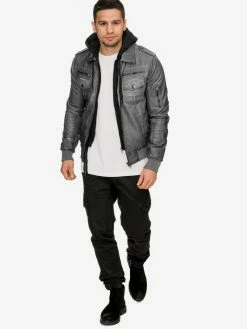 Indicode Jeans Leren Jassen Tussenjas Aaron Heren Rookgrijs -Indicode Jeans Verkoop 2023 f5c88e982865b99c730e0673af75fd0a
