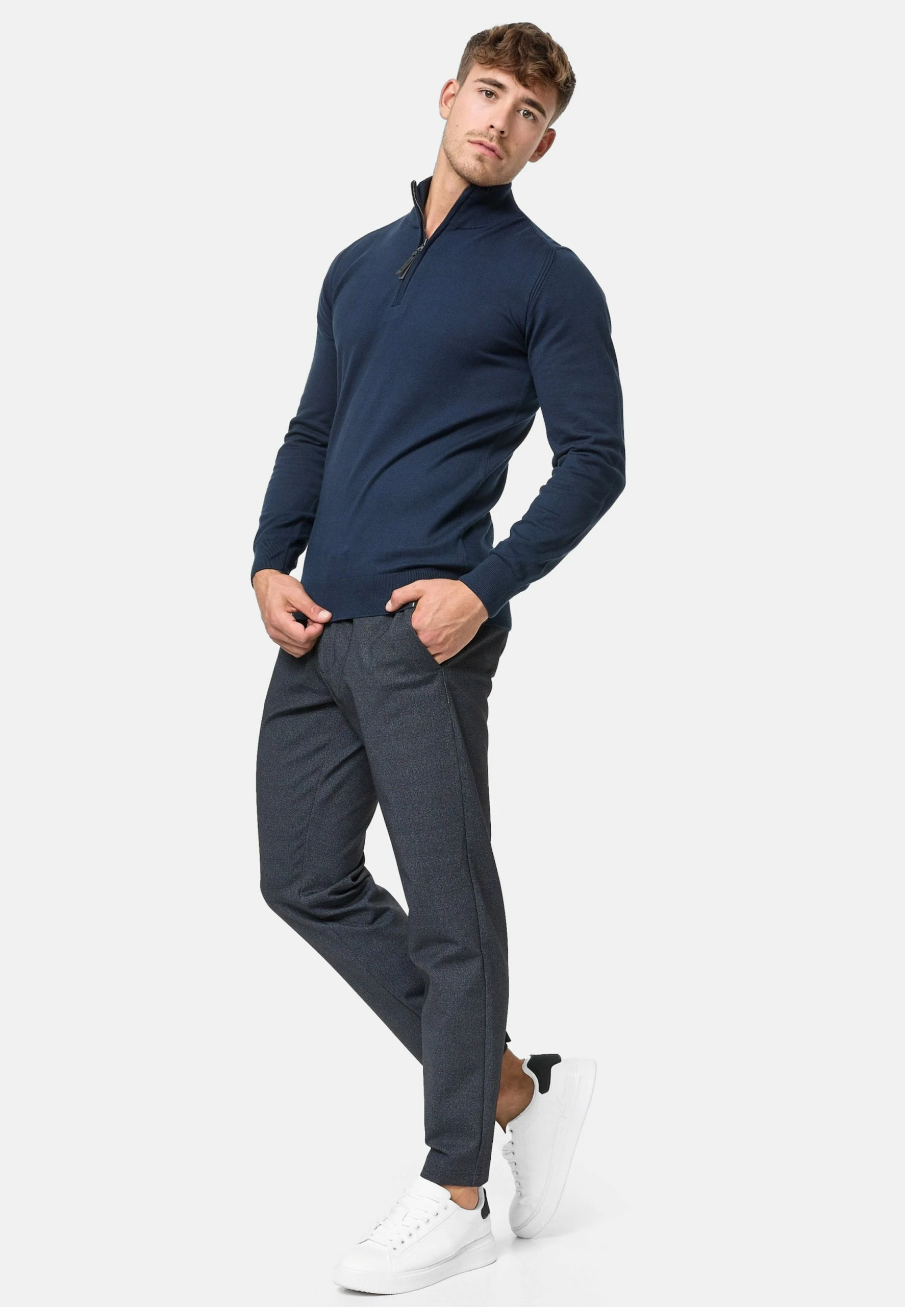 Indicode Jeans Coltruien Trui Gore Heren Navy 5 Indicode Jeans Coltruien Trui Gore Heren Navy - Afbeelding 3